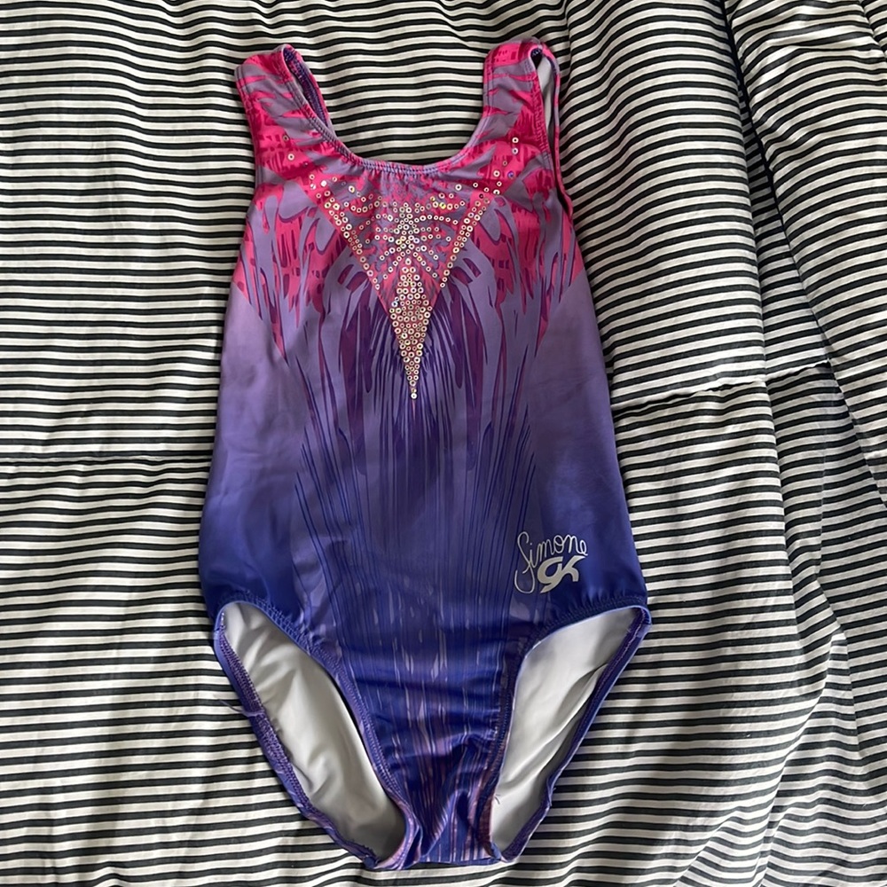 GK elite child medium leotard. Simone Biles edition.